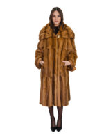 56 gold weasel fur coat long sleeve with huge Italian collar lapel - Image 4