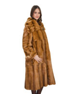 56 gold weasel fur coat long sleeve with huge Italian collar lapel - Image 2