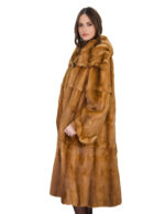 56 gold weasel fur coat long sleeve with huge Italian collar lapel - Image 3