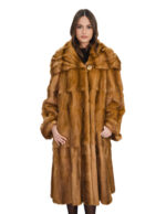 56 gold weasel fur coat long sleeve with huge Italian collar lapel