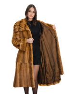 56 gold weasel fur coat long sleeve with huge Italian collar lapel - Image 6