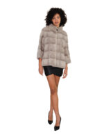 Women's horizontal mink jacket size 46 sapphire 3/4 sleeve fur without pockets buttoned and petal collar - Image 4