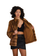 Giacca visone gold oro 44 orizzontale maniche e fondo verticale collo pistagna pelliccia - immagine 6