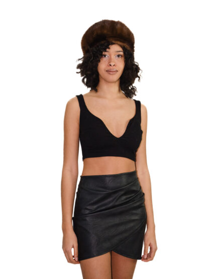 Cappello effetto bombato palloncino in pelliccia di visone a pelle intera con el