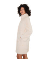 Horizontaler Nerzmantel, Größe 44, beigefarbenes Fell, lange Ärmel, Nerzkragen, Hakenverschluss – Bild 3