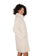 Horizontaler Nerzmantel, Größe 44, beigefarbenes Fell, lange Ärmel, Nerzkragen, Hakenverschluss – Bild 2