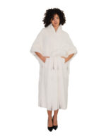 Long mink fur cape, one size, optical white with small black shades, batwing sleeve - Image 4