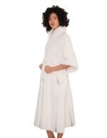 Long mink fur cape, one size, optical white with small black shades, batwing sleeve - Image 2
