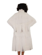 Long mink fur cape, one size, optical white with small black shades, batwing sleeve - Image 5