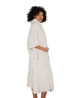 Long mink fur cape, one size, optical white with small black shades, batwing sleeve - Image 3