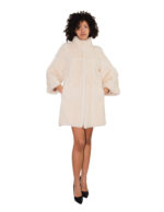 Women's horizontal mink coat, 46 beige, 90 cm, horizontal and full-length leather, three-quarter sleeve, saga furs - Image 4