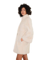 Women's horizontal mink coat, 46 beige, 90 cm, horizontal and full-length leather, three-quarter sleeve, saga furs - Image 2