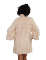 Women's horizontal mink coat, 46 beige, 90 cm, horizontal and full-length leather, three-quarter sleeve, saga furs - Image 5