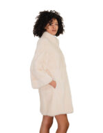 Women's horizontal mink coat, 46 beige, 90 cm, horizontal and full-length leather, three-quarter sleeve, saga furs - Image 3