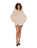 Женская норковая куртка, из натуральной кожи, размер 44, застежка на пуговицы крест-накрест, капюшон на магнитах у воротника, длинные рукава, Saga Furs — изображение 4